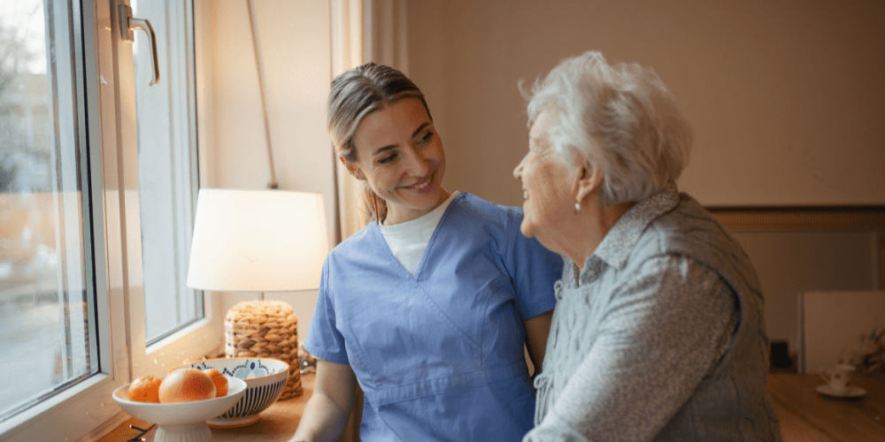 healthcare worker and patient